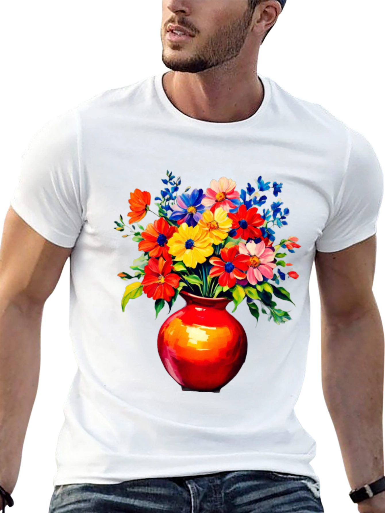 Floral Vase Graphic Tee - Vivid Black T-Shirt