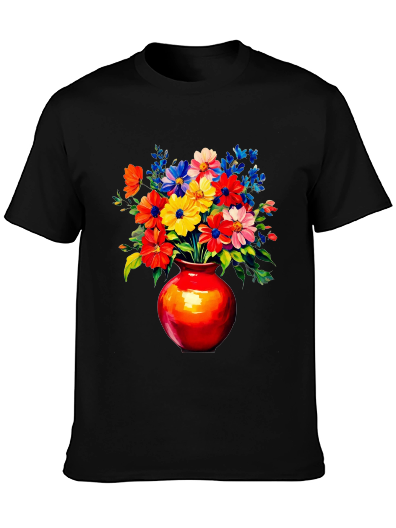 Floral Vase Graphic Tee - Vivid Black T-Shirt