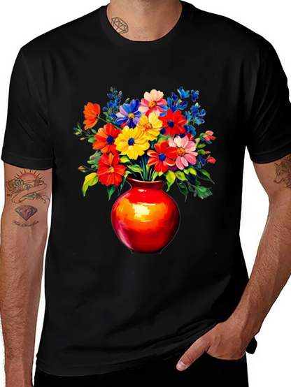 Floral Vase Graphic Tee - Vivid Black T-Shirt