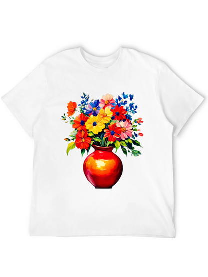 Floral Vase Graphic Tee - Vivid Black T-Shirt