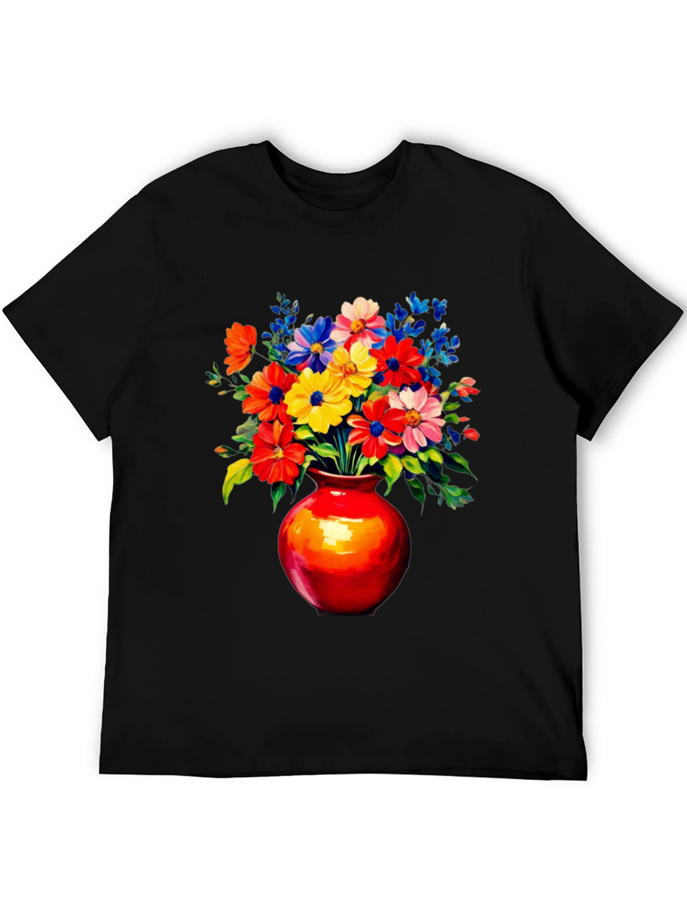 Floral Vase Graphic Tee - Vivid Black T-Shirt