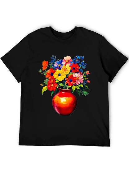 Floral Vase Graphic Tee - Vivid Black T-Shirt