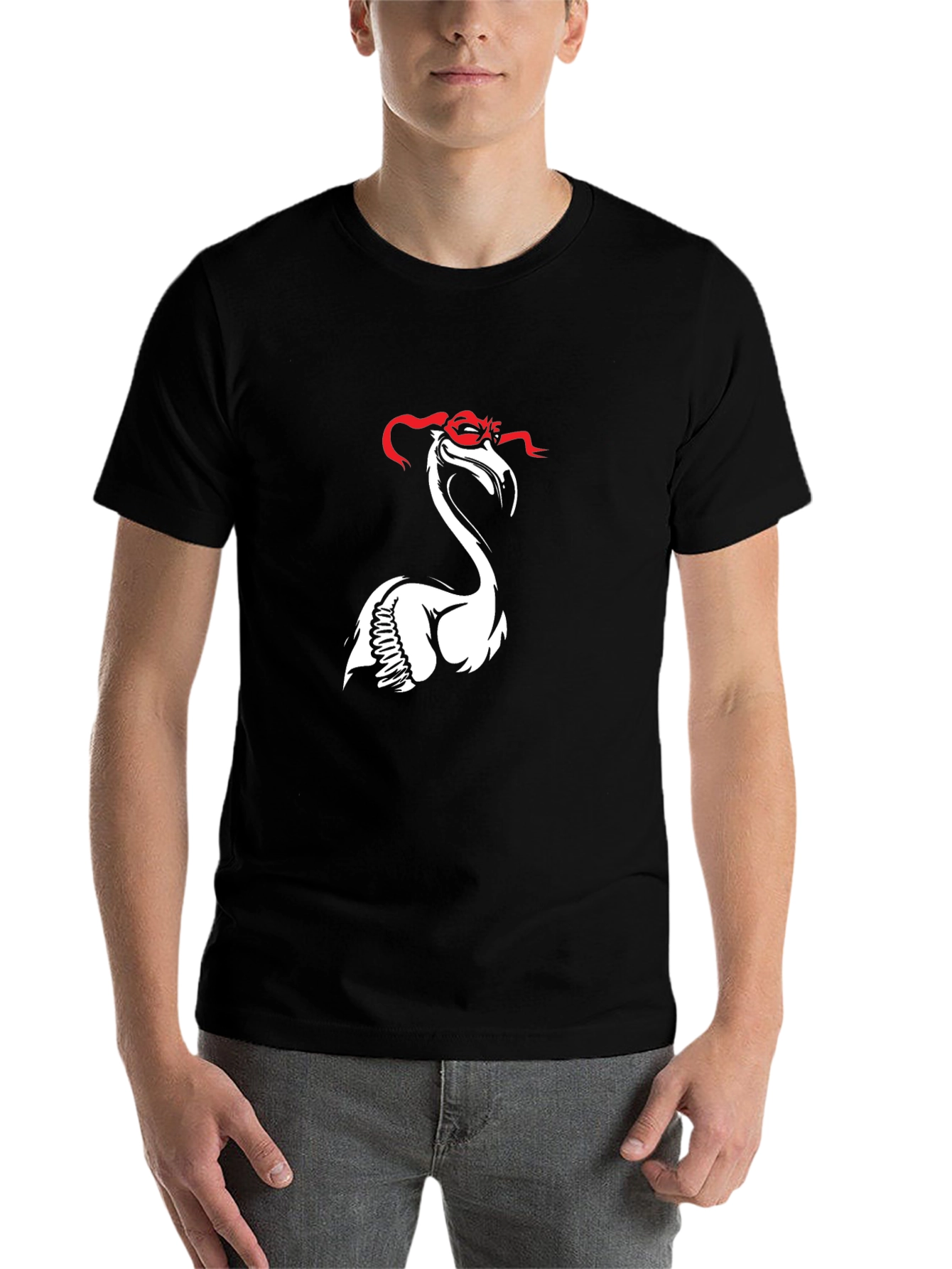 Flamingo Ninja T-Shirt - Black Cotton Tee