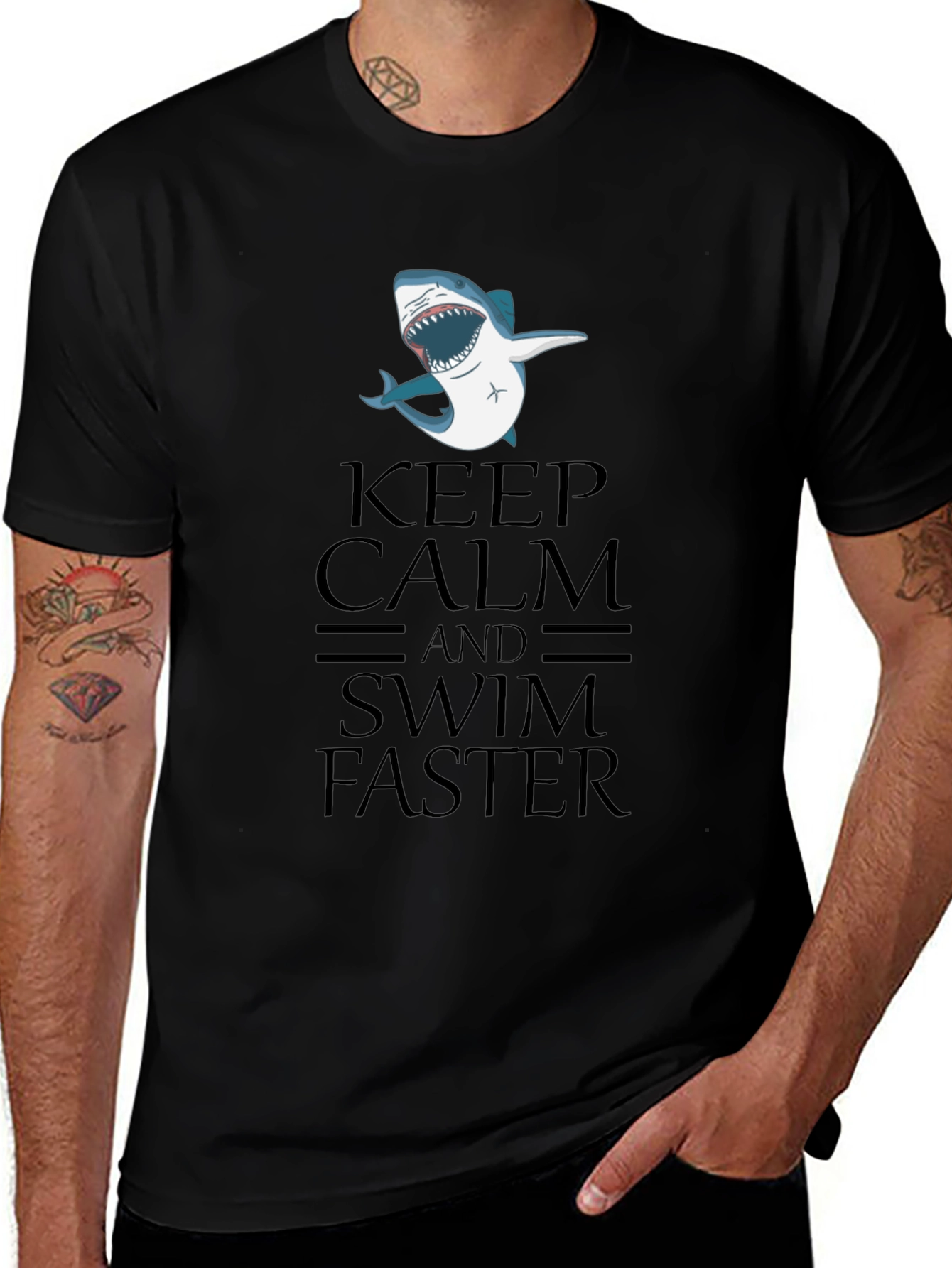 Keep Calm Shark Tee - Funny Novelty T-Shirt