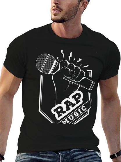 Rap Music Graphic T-Shirt - Black