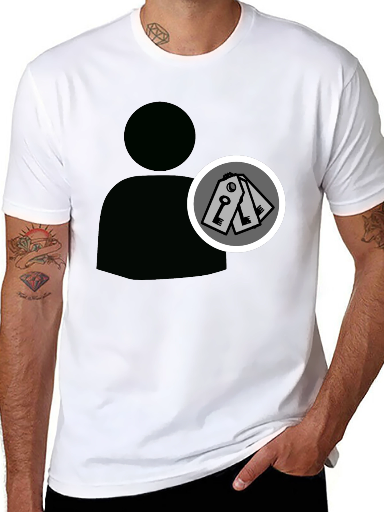 Abstract Keys Graphic Print Black T-Shirt