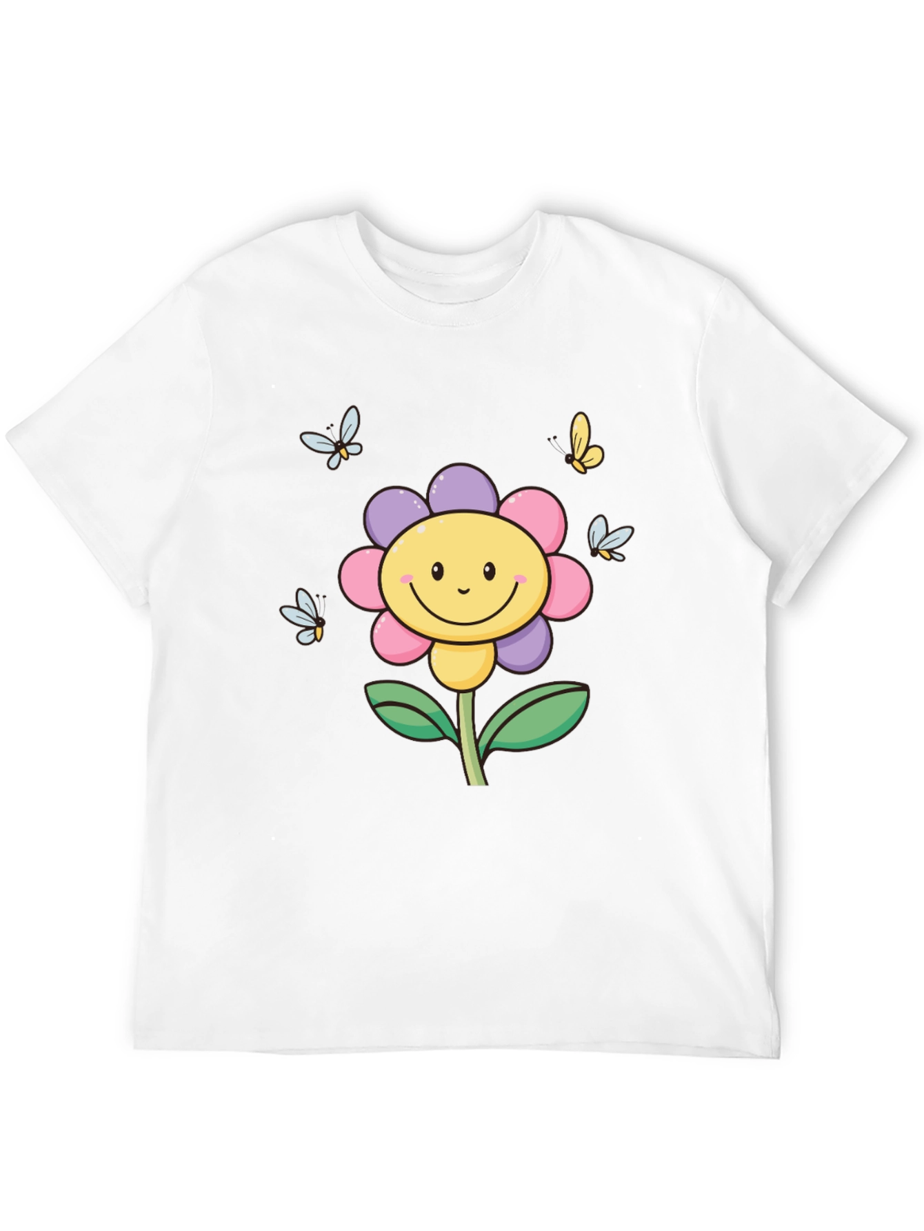 Happy Flower Graphic Tee - Black T-Shirt