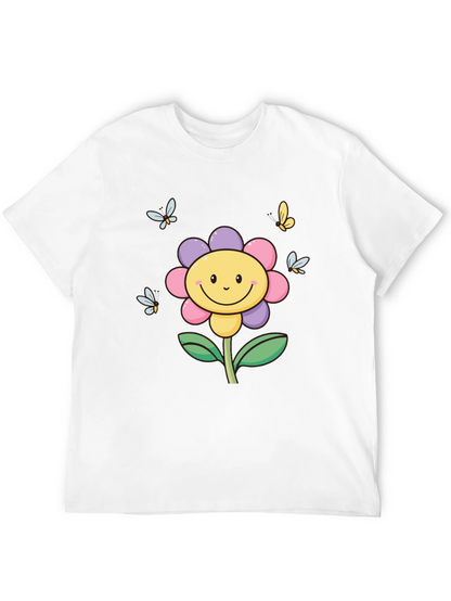 Happy Flower Graphic Tee - Black T-Shirt