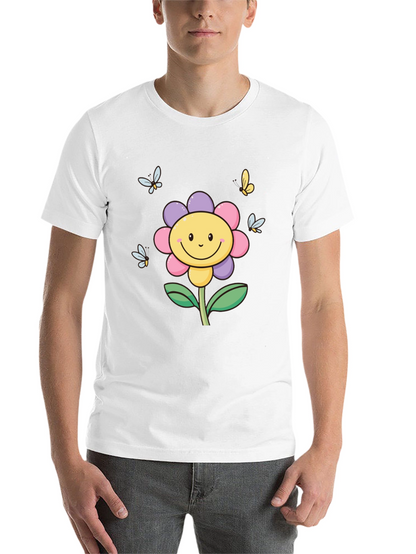 Happy Flower Graphic Tee - Black T-Shirt