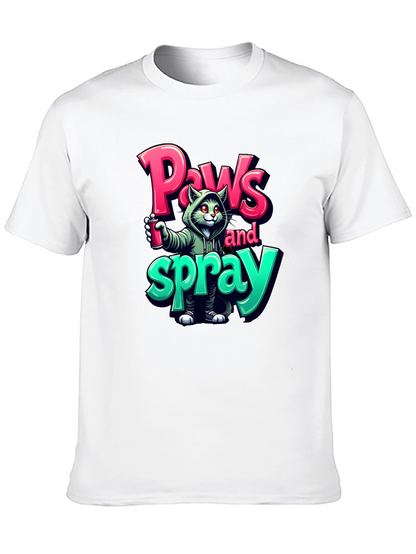 Paws and Spray T-Shirt - Urban Graffiti Cat Tee