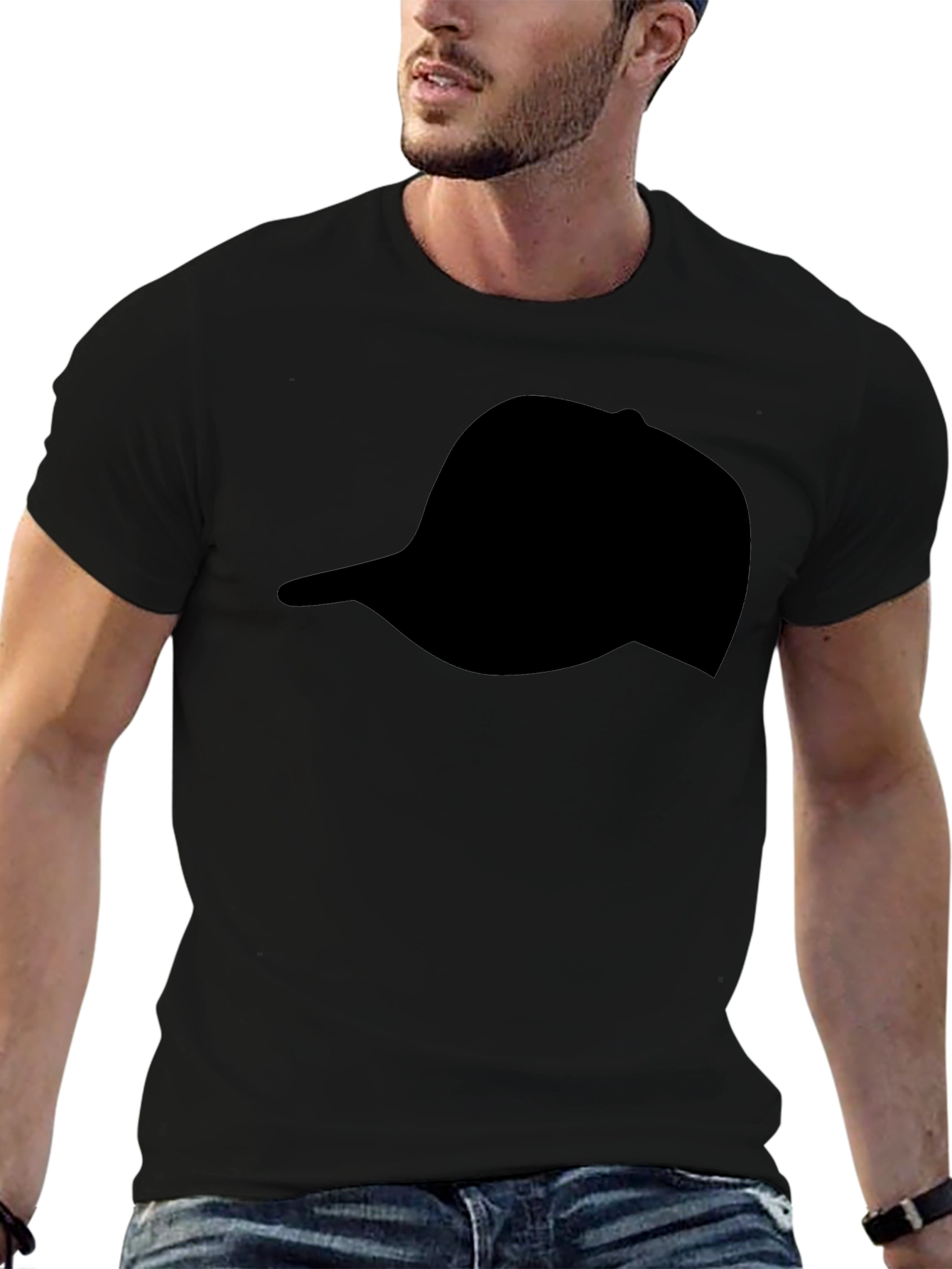 Black Hat Silhouette T-Shirt | Casual Graphic Tee