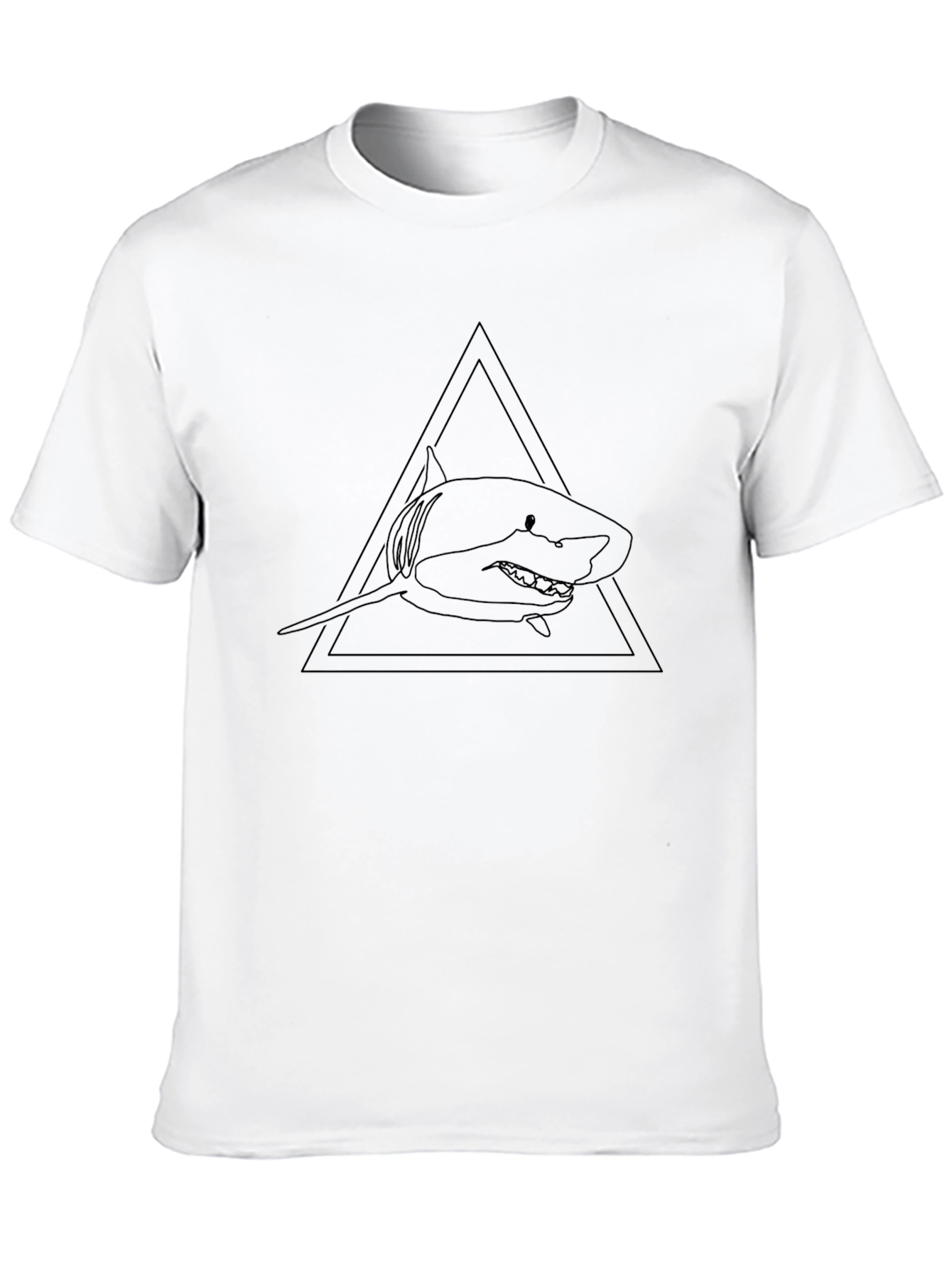 Shark Triangle Graphic Tee - Black Cotton