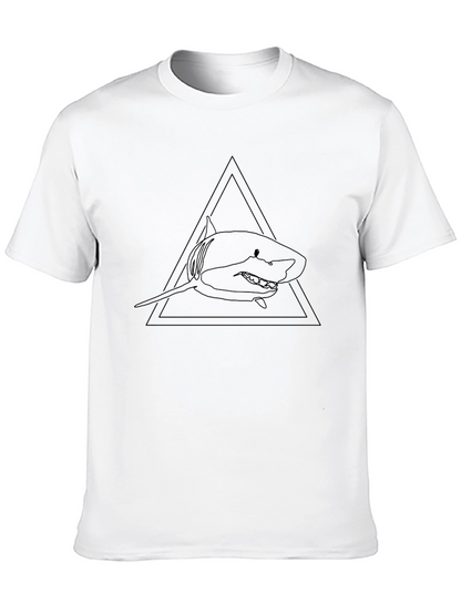 Shark Triangle Graphic Tee - Black Cotton