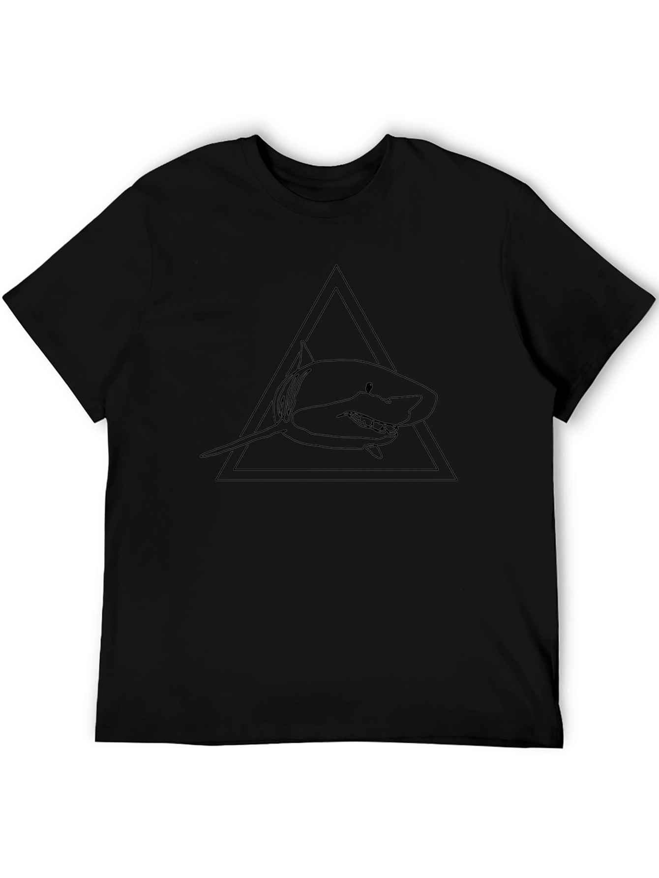 Shark Triangle Graphic Tee - Black Cotton