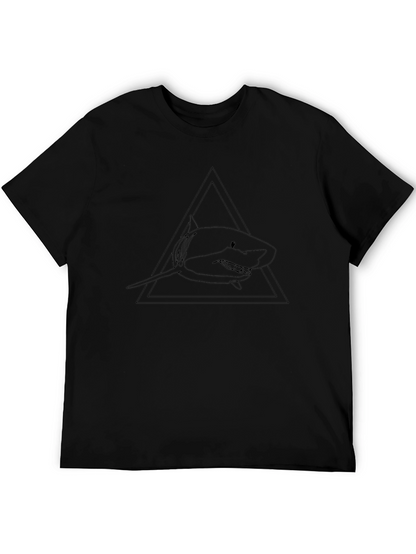 Shark Triangle Graphic Tee - Black Cotton