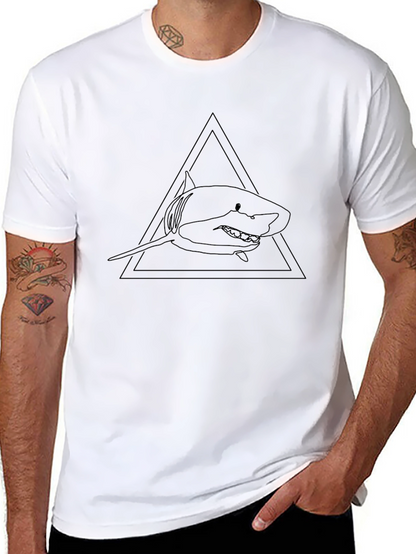 Shark Triangle Graphic Tee - Black Cotton