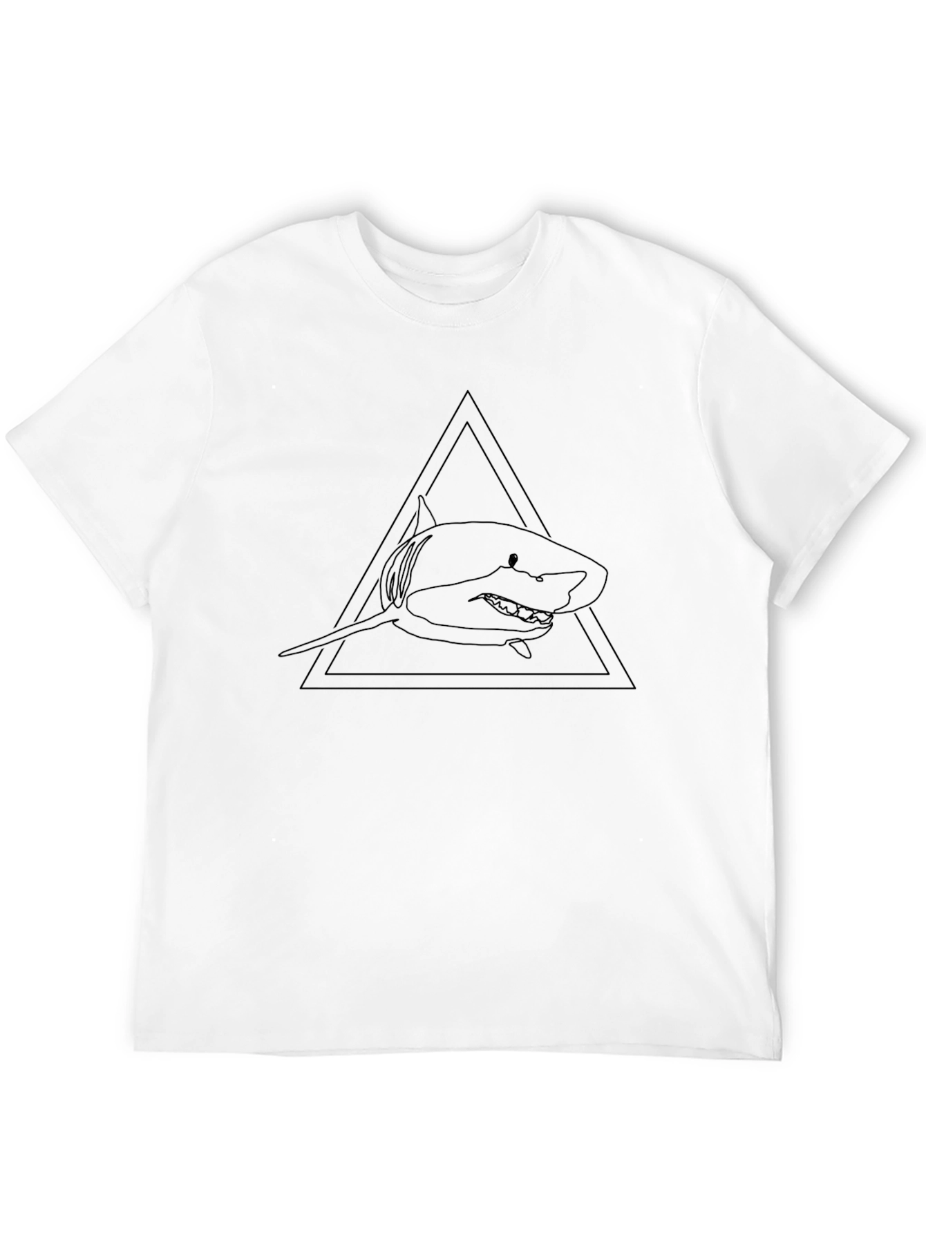 Shark Triangle Graphic Tee - Black Cotton