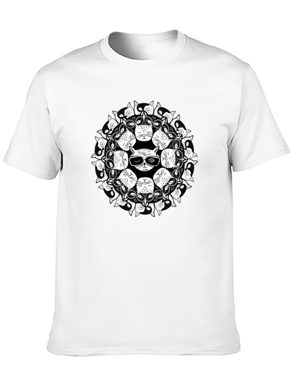 Cool Cat Mandala Black T-Shirt