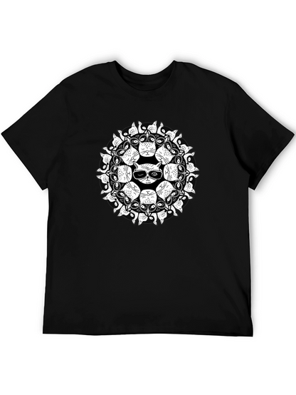 Cool Cat Mandala Black T-Shirt