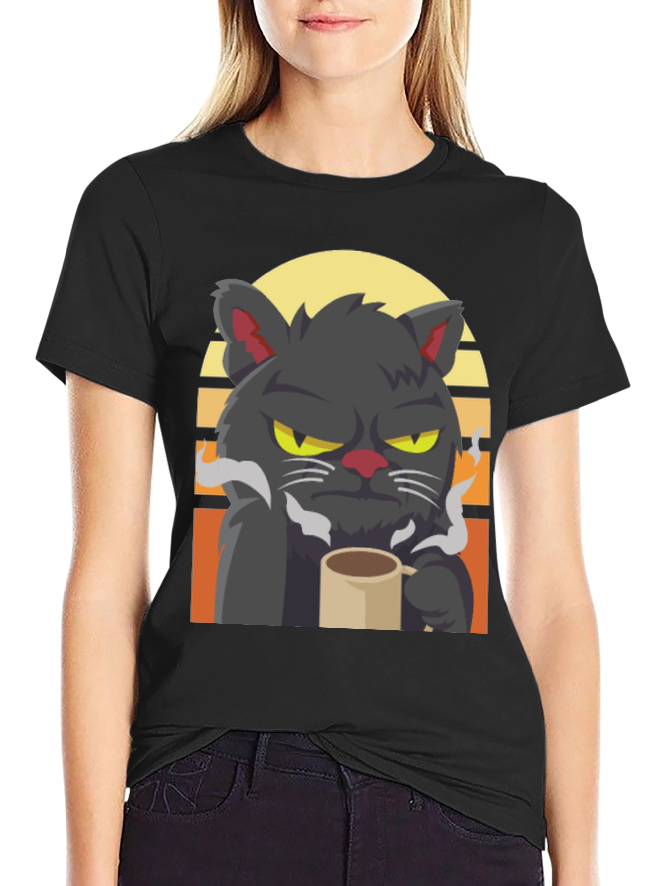 Grumpy Cat Coffee T-Shirt - Black
