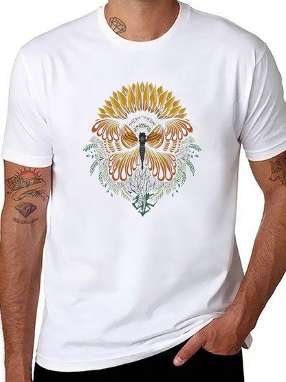 Sunflower Butterfly Graphic Tee - Black Cotton Blend