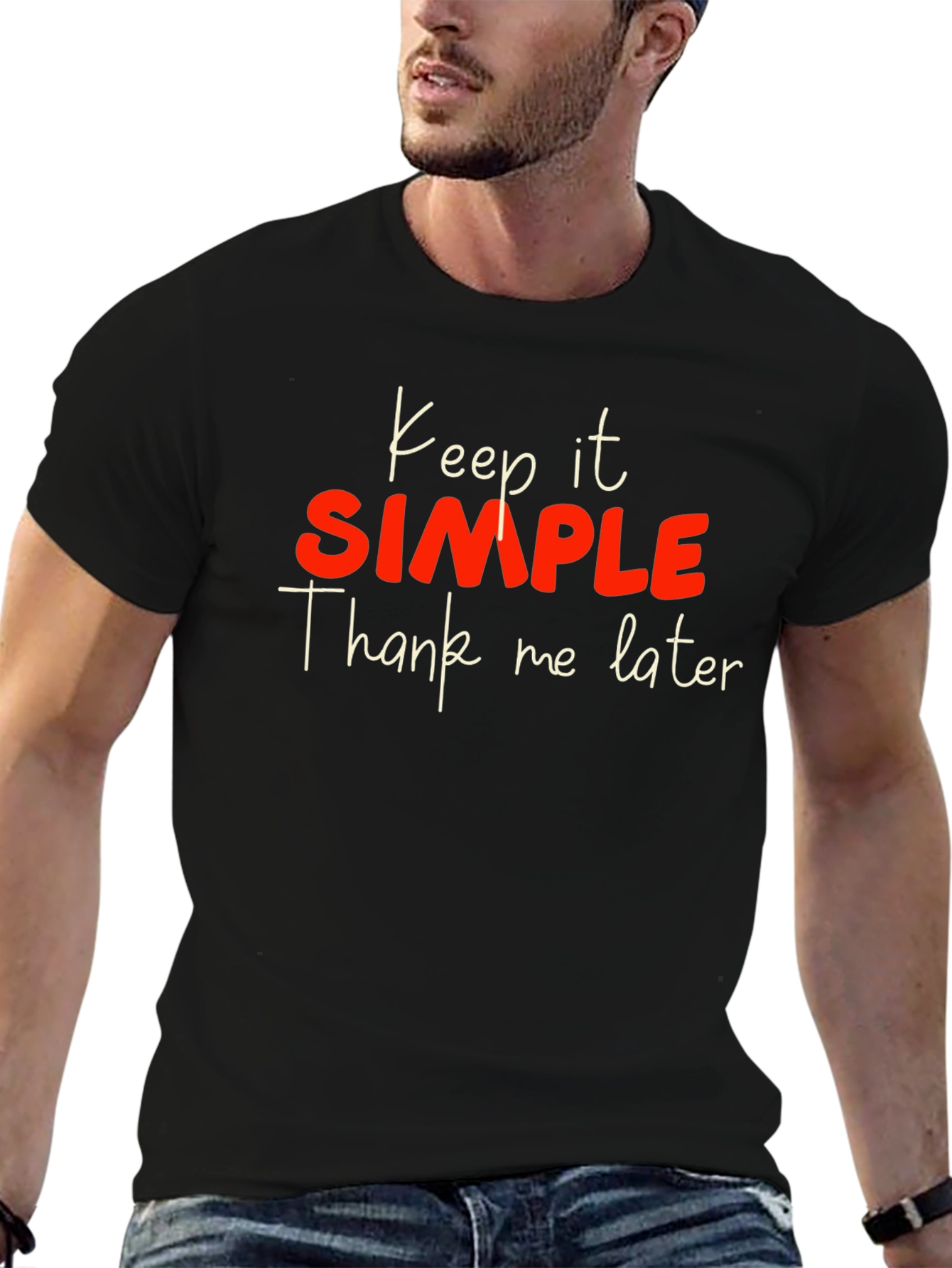 Keep it Simple Mens Black Graphic Tee