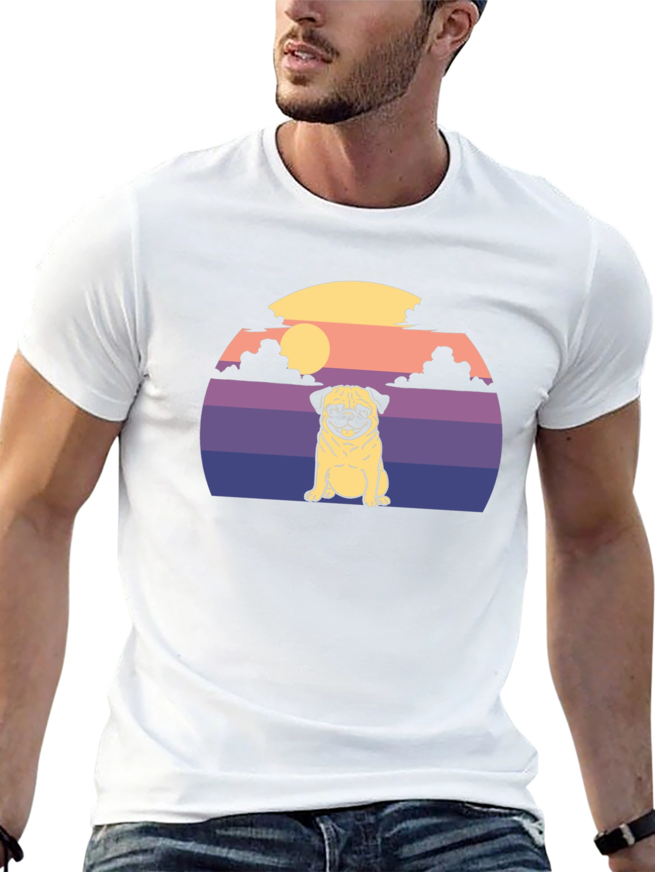 Pug Sunset Graphic T-Shirt