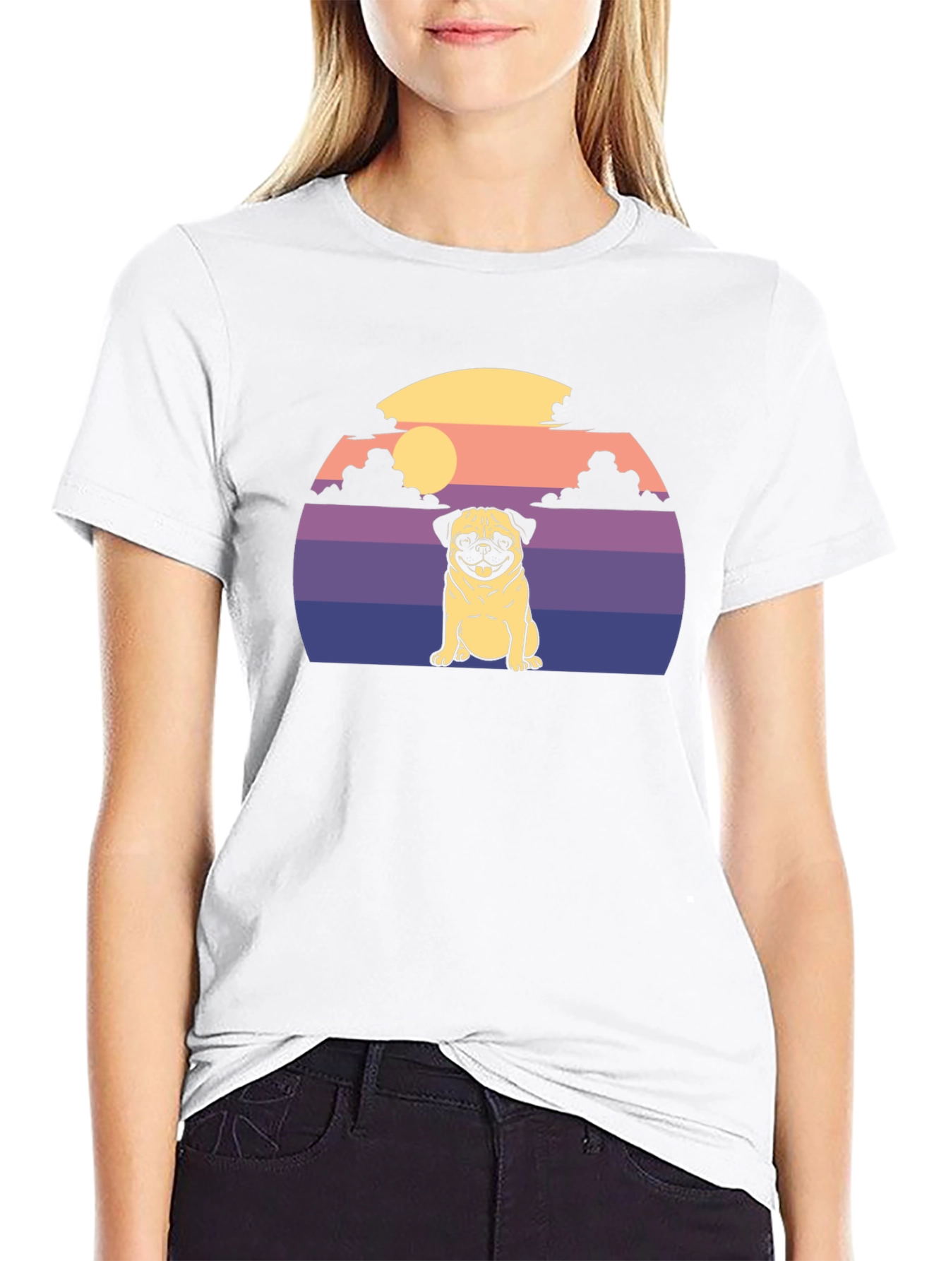 Pug Sunset Graphic T-Shirt