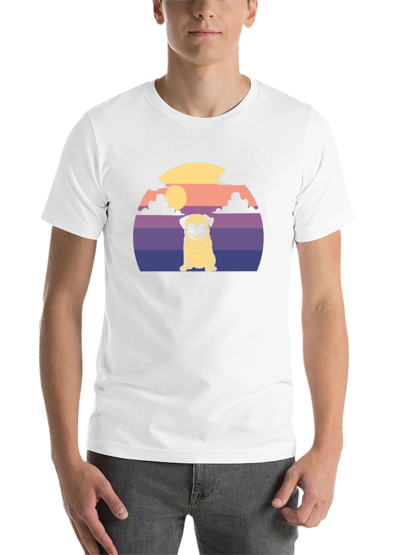 Pug Sunset Graphic T-Shirt