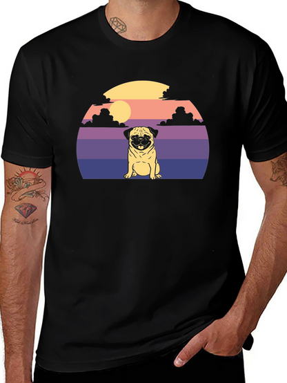 Pug Sunset Graphic T-Shirt