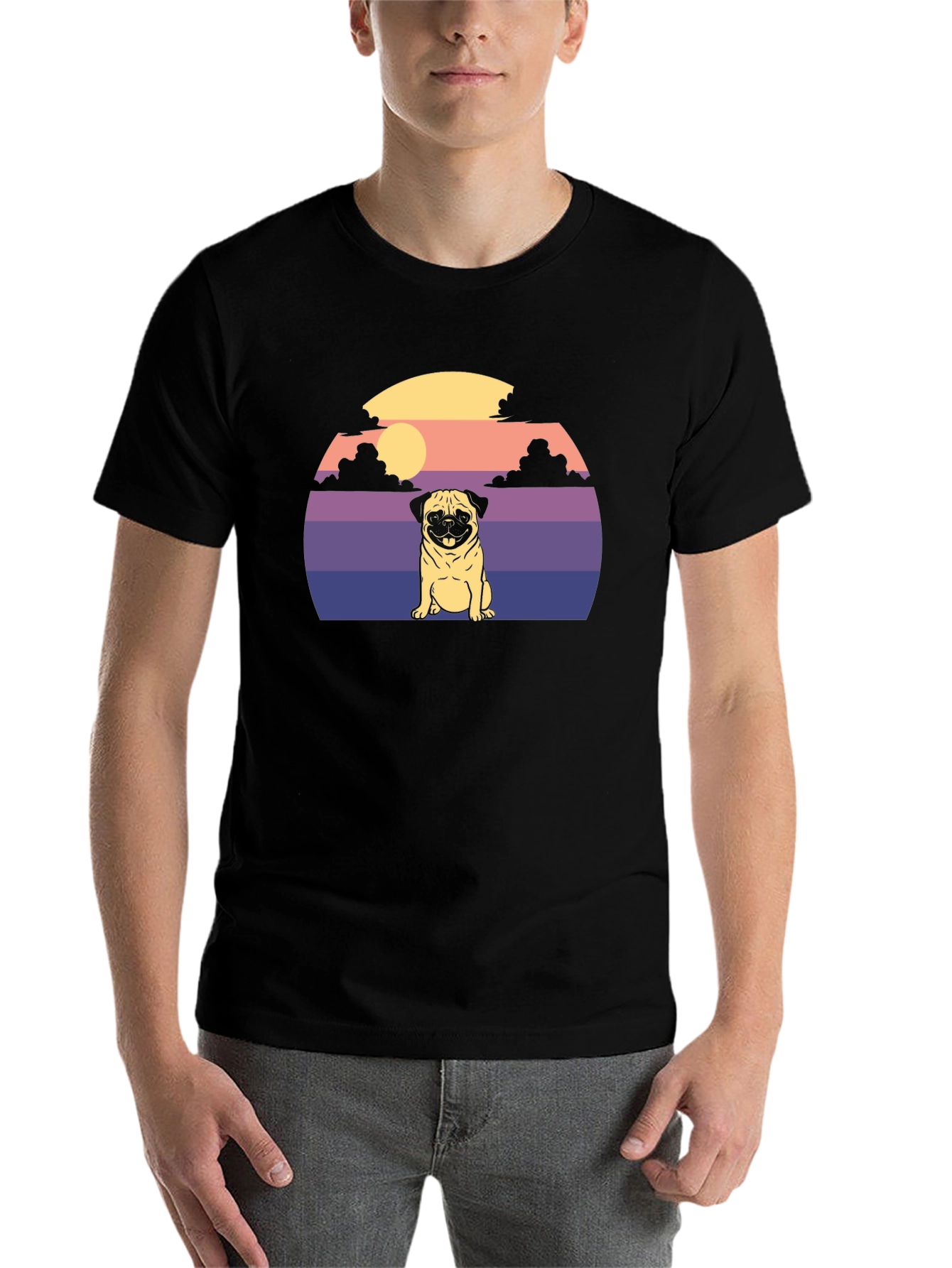 Pug Sunset Graphic T-Shirt