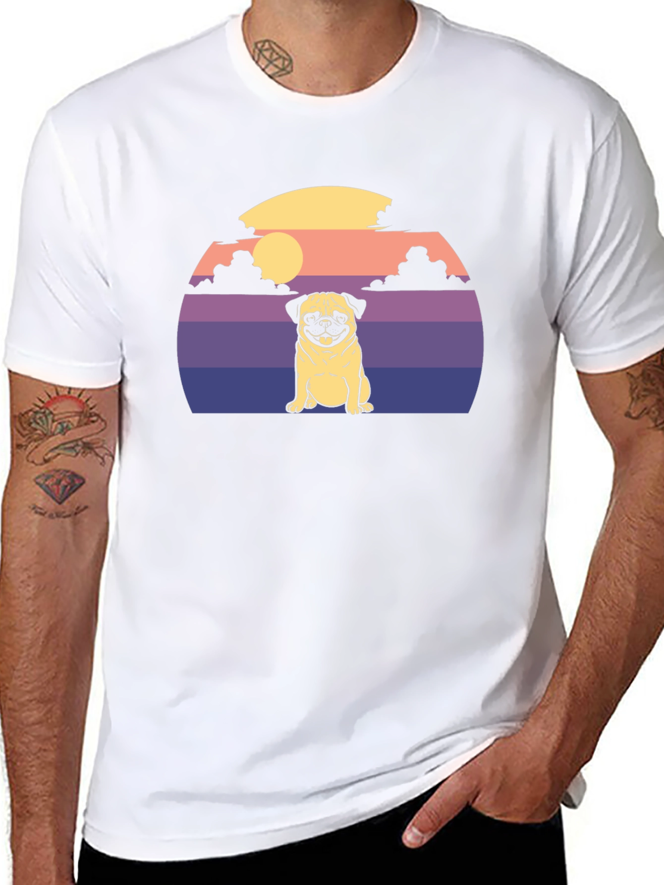 Pug Sunset Graphic T-Shirt