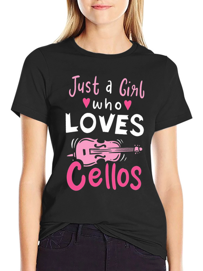 Just a Girl Who Loves Cellos Black T-Shirt