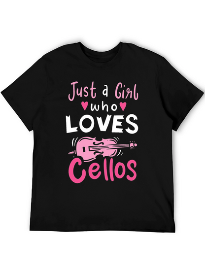 Just a Girl Who Loves Cellos Black T-Shirt