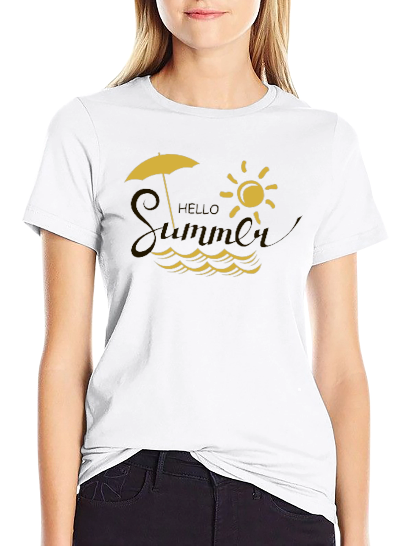 Hello Summer Graphic Tee - Black Cotton T-Shirt
