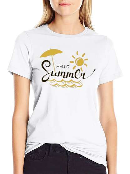 Hello Summer Graphic Tee - Black Cotton T-Shirt