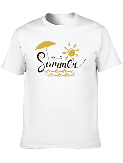 Hello Summer Graphic Tee - Black Cotton T-Shirt
