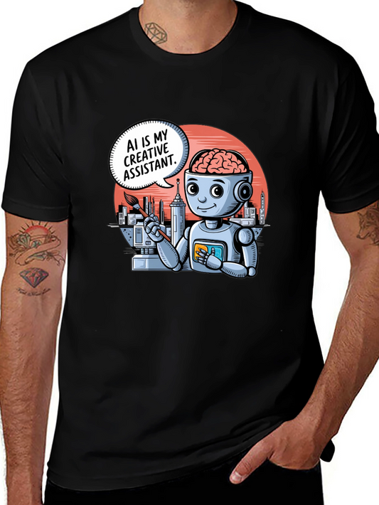 AI Creative Assistant T-Shirt - Modern Robot Artist Tee