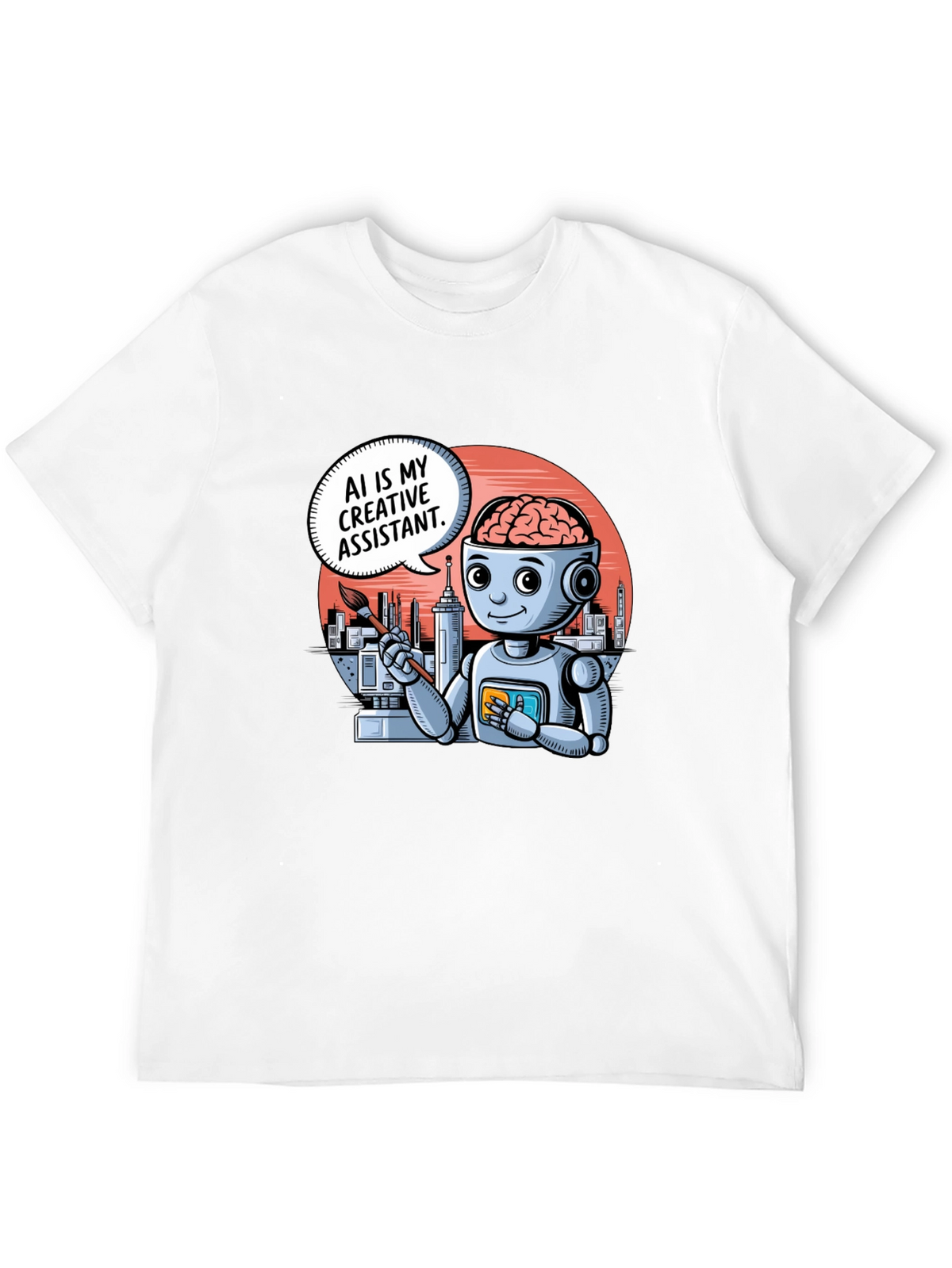 AI Creative Assistant T-Shirt - Modern Robot Artist Tee