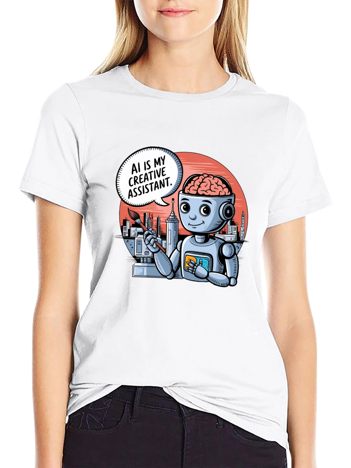 AI Creative Assistant T-Shirt - Modern Robot Artist Tee