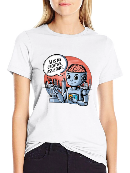 AI Creative Assistant T-Shirt - Modern Robot Artist Tee