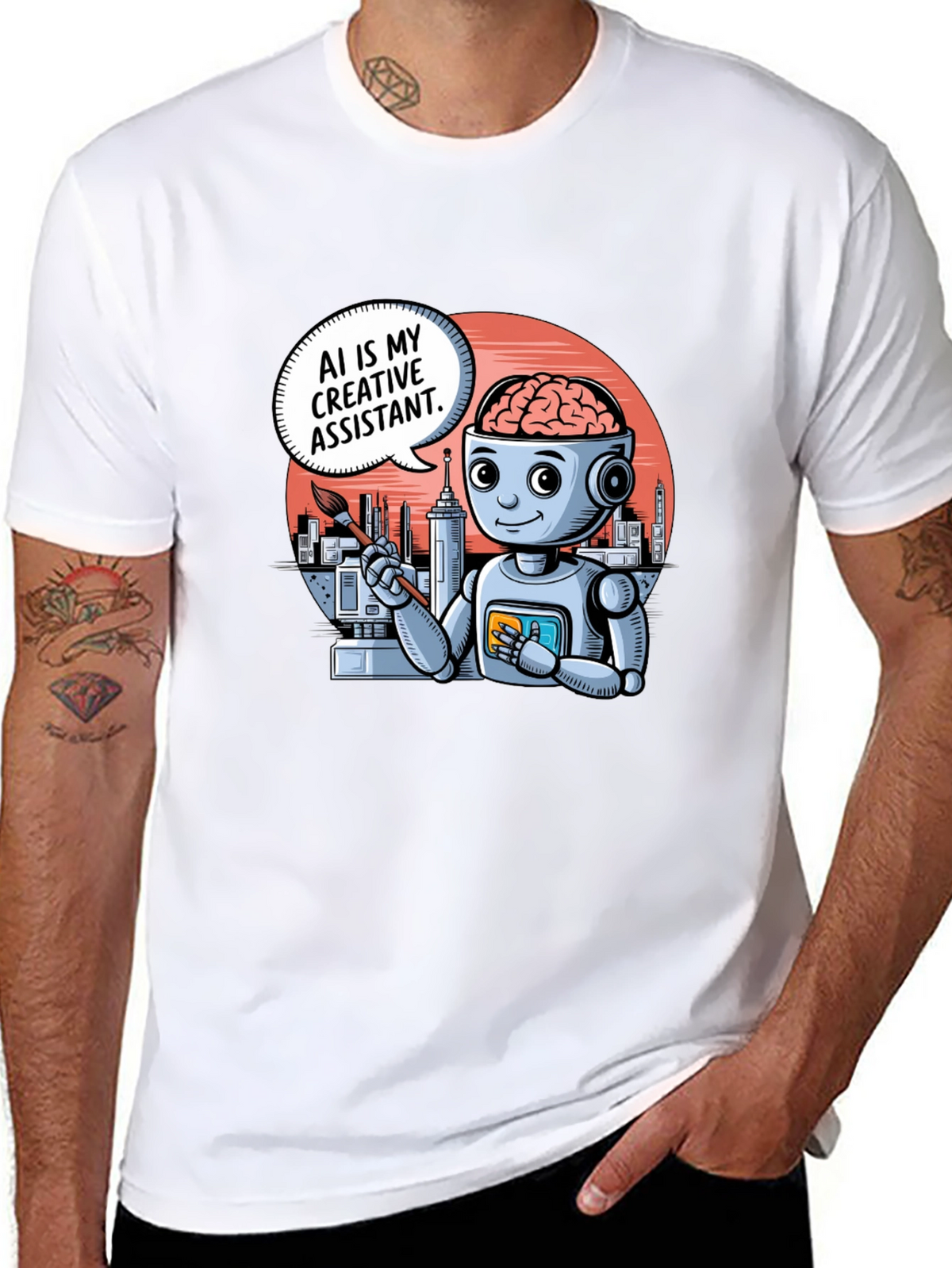 AI Creative Assistant T-Shirt - Modern Robot Artist Tee