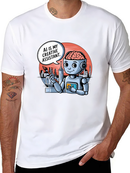 AI Creative Assistant T-Shirt - Modern Robot Artist Tee