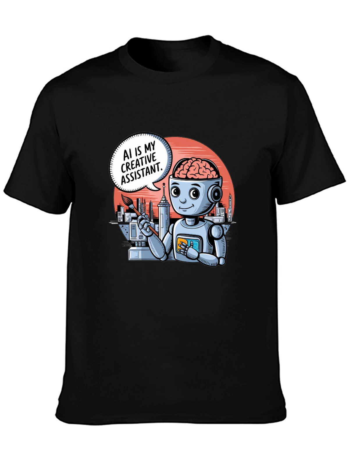 AI Creative Assistant T-Shirt - Modern Robot Artist Tee