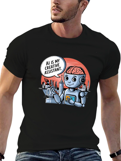 AI Creative Assistant T-Shirt - Modern Robot Artist Tee