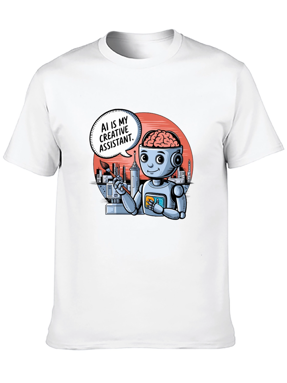 AI Creative Assistant T-Shirt - Modern Robot Artist Tee