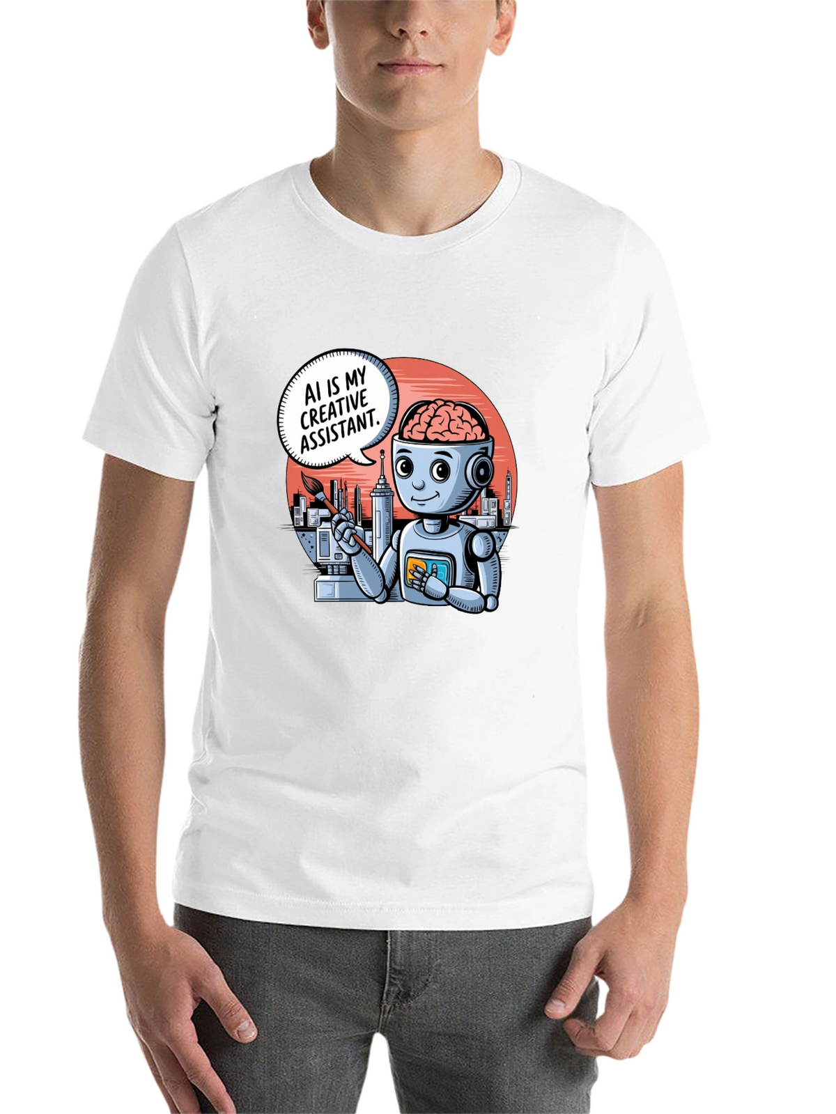 AI Creative Assistant T-Shirt - Modern Robot Artist Tee
