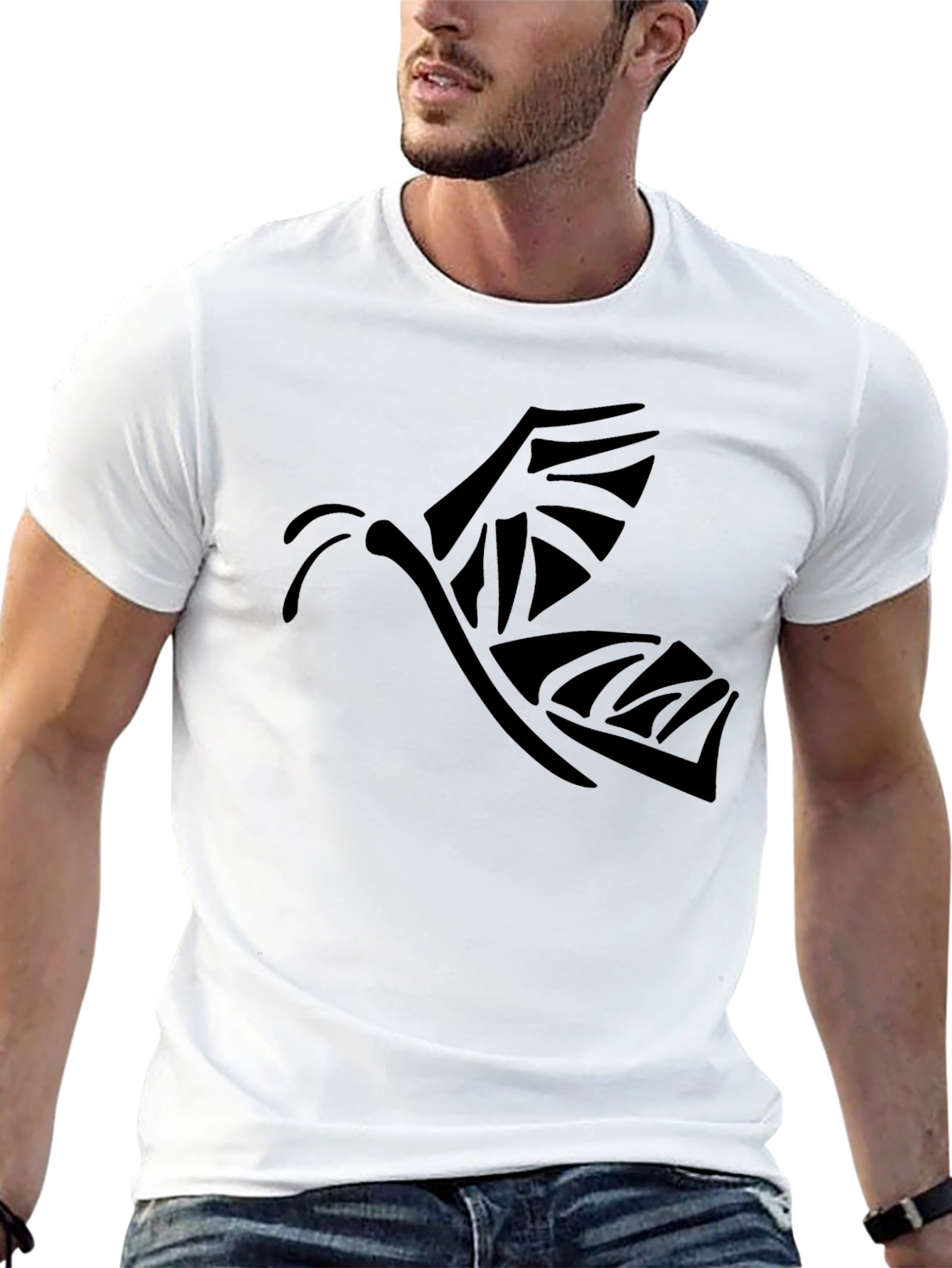Tribal Butterfly Graphic Black T-Shirt