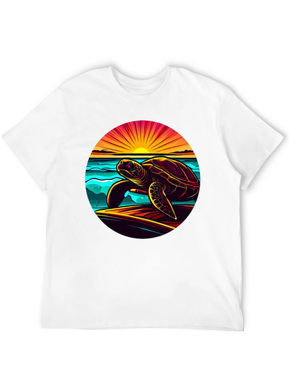Sunset Turtle Graphic Tee - Beach Style