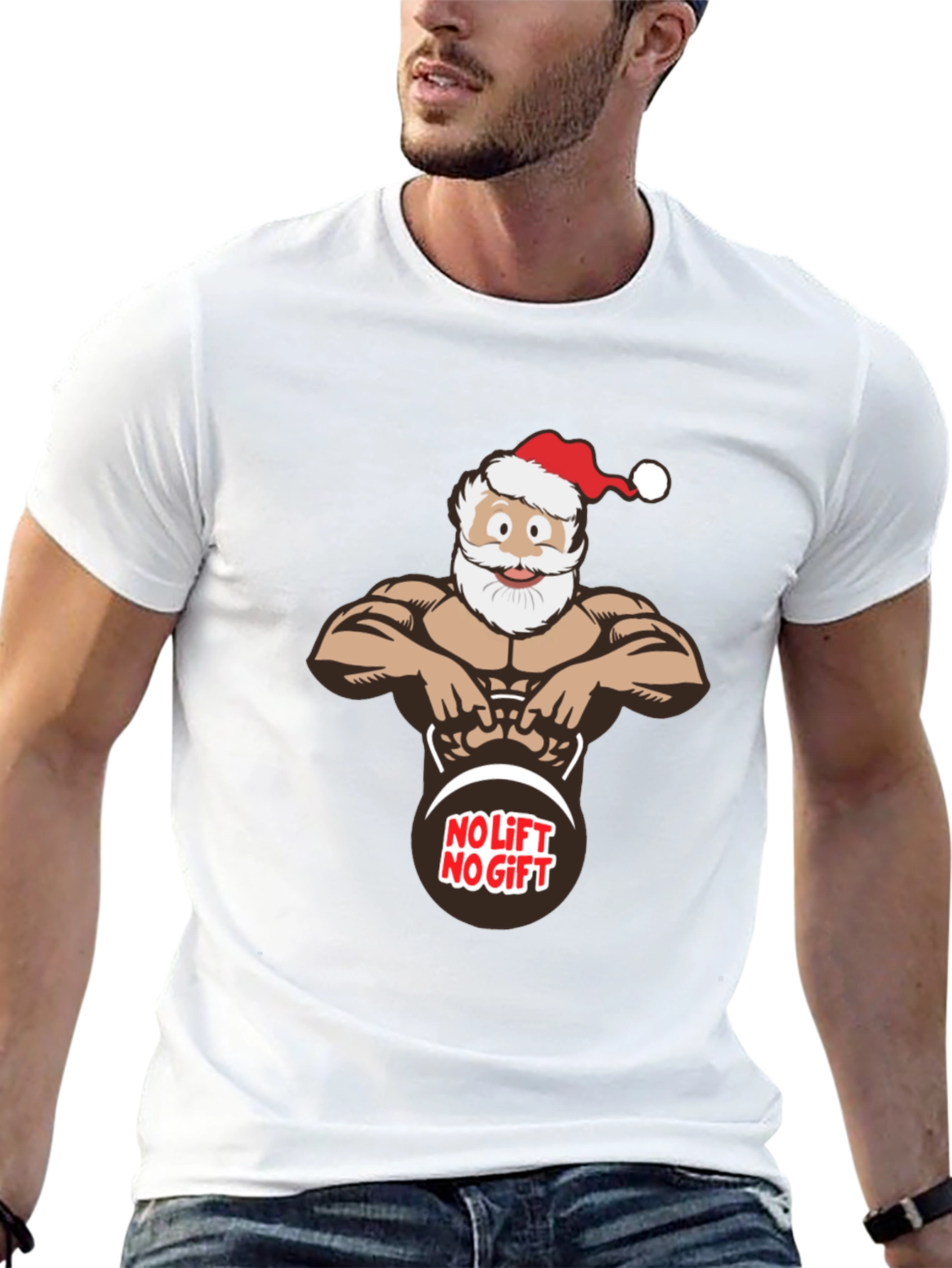 No Lift No Gift Santa Black T-Shirt